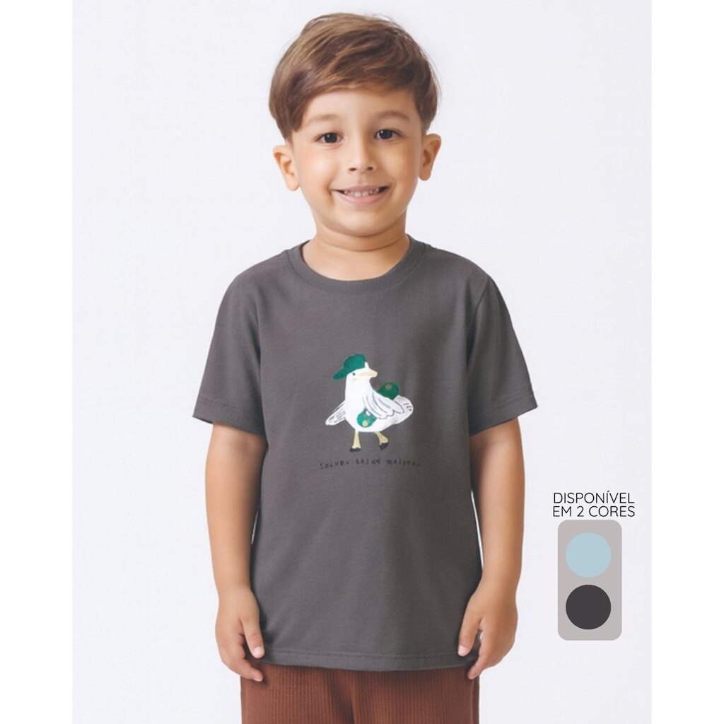 Camiseta Infantil Estampada de Malha - Menino Tamanho 1 a 3
