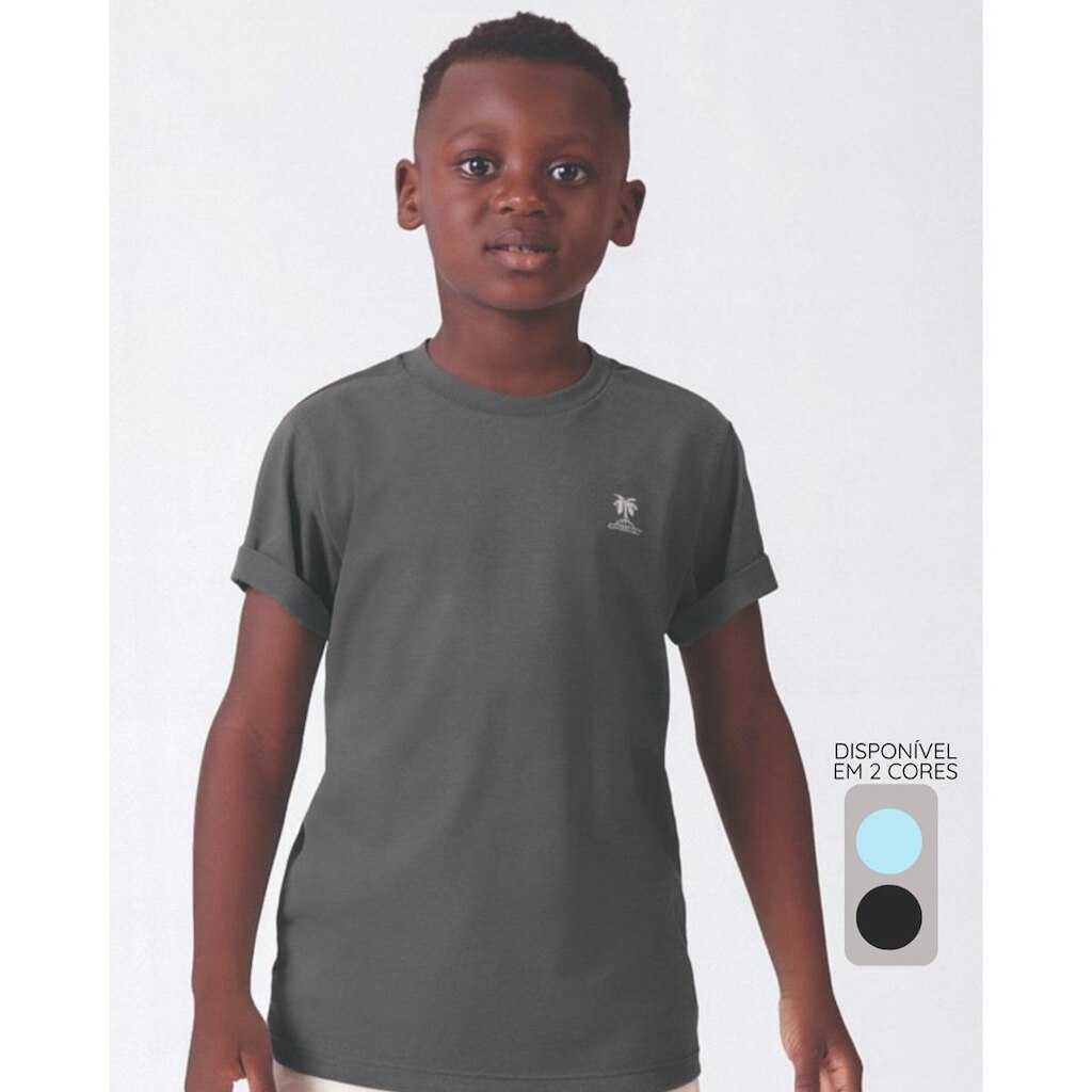 Camiseta infantil estampada verão fresco estilosa leve - Verde e Cinza - Masculino 4 a 18 anos