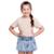 Camiseta Infantil Feminina 100% Algodão - Bege