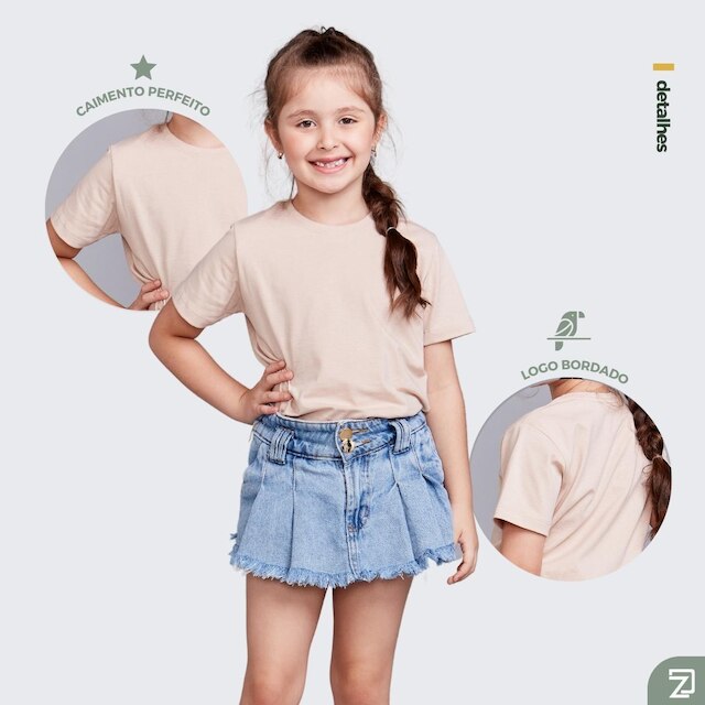 Camiseta Infantil Feminina 100% Algodão