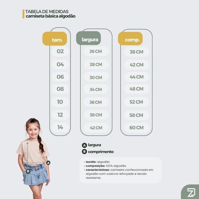 Camiseta Infantil Feminina 100% Algodão