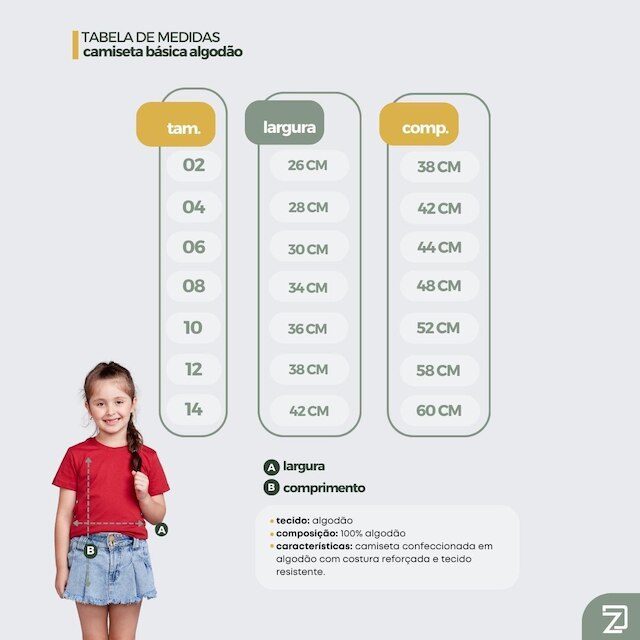Camiseta Infantil Feminina 100% Algodão
