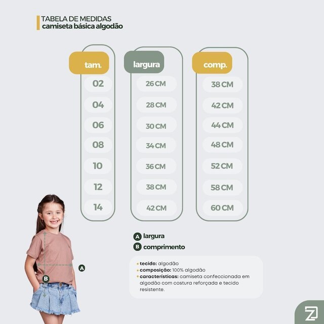 Camiseta Infantil Feminina 100% Algodão