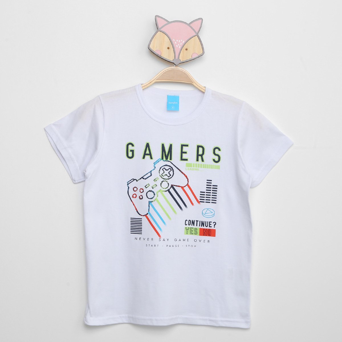 Camiseta Infantil Kamylus Gamer Manga Curta Menino - Branco Menor preço em Camiseta Infantil Kamylus Gamer Manga Curta Menino - Branco