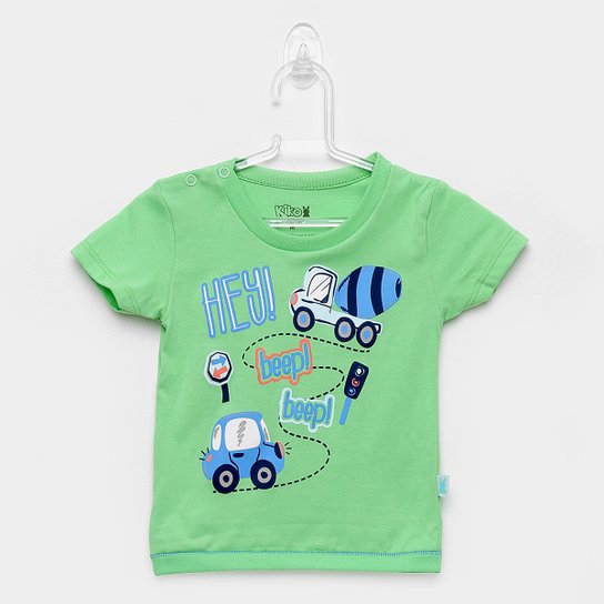 Camiseta Infantil Kiko & Kika Estampada Manga Curta - Verde