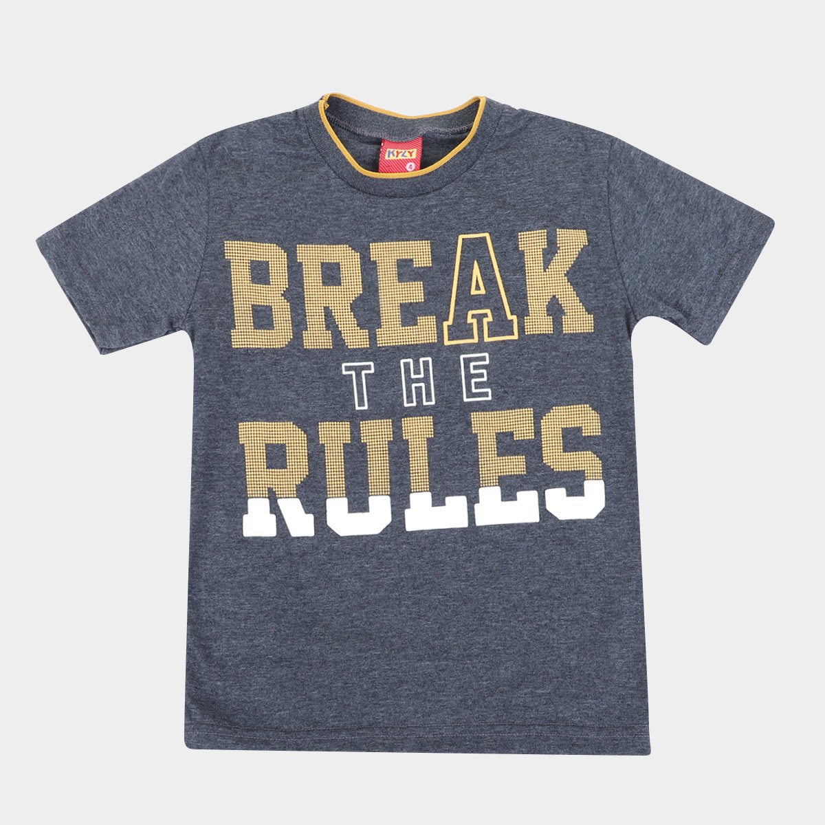 Camiseta Infantil Kyly Break The Rules Masculina - Chumbo Menor preço em Camiseta Infantil Kyly Break The Rules Masculina - Chumbo