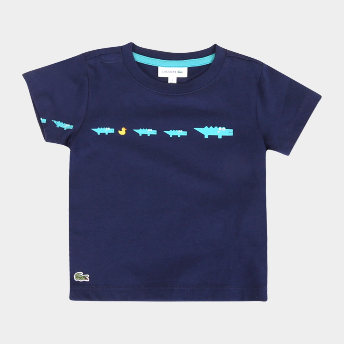 Camiseta Infantil Lacoste Estampada Masculina - Marinho Menor preço em Camiseta Infantil Lacoste Estampada Masculina - Marinho