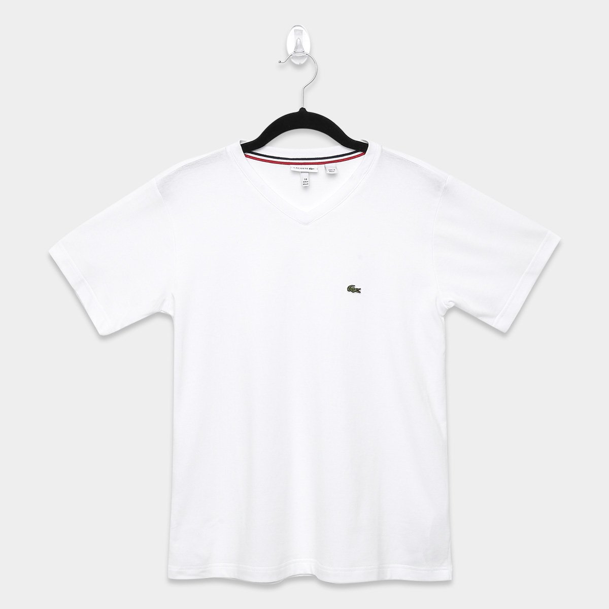 Camiseta Infantil Lacoste Manga Curta Masculina - Branco Menor preço em Camiseta Infantil Lacoste Manga Curta Masculina - Branco