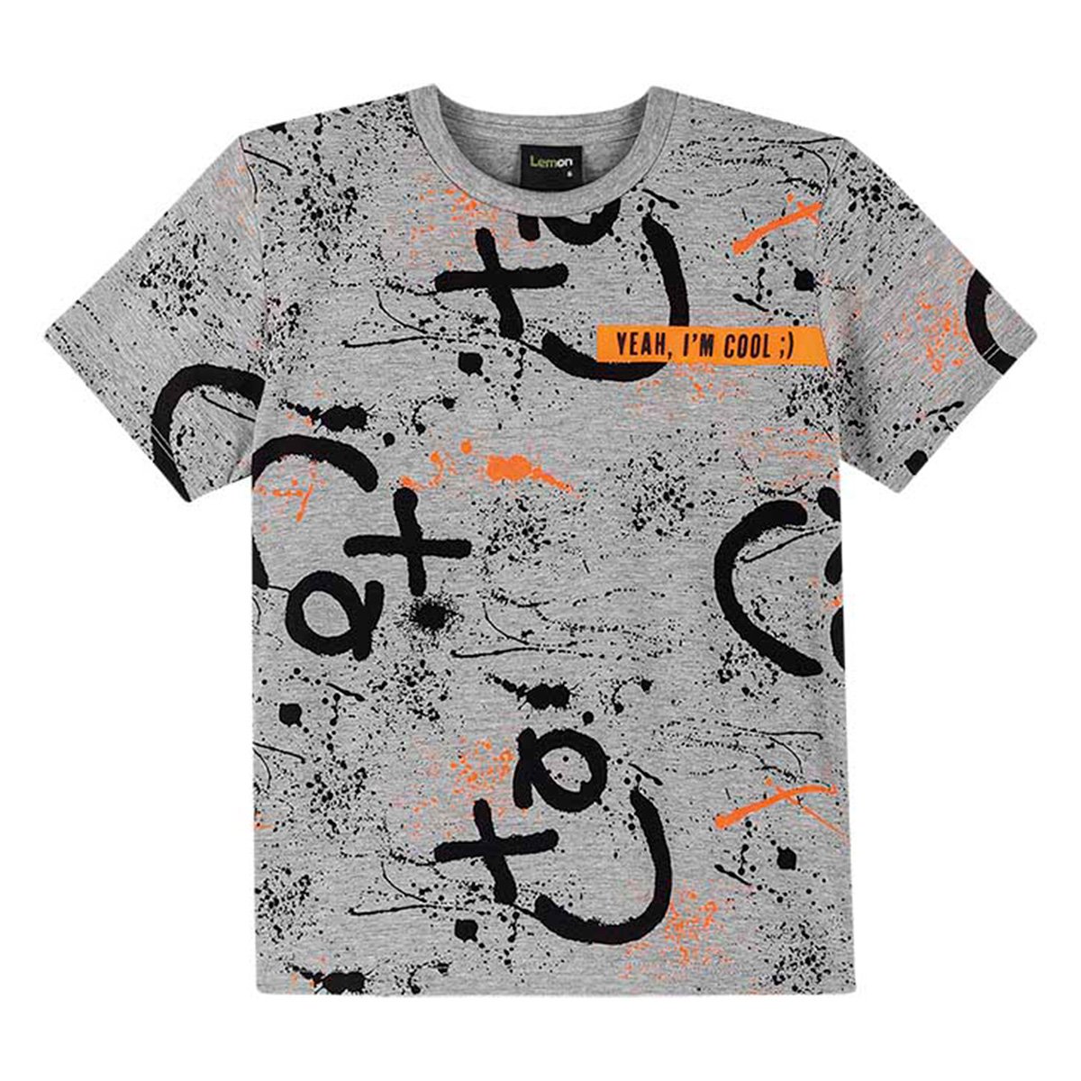 Camiseta Infantil Lemon Neon Menino - Cinza Menor preço em Camiseta Infantil Lemon Neon Menino - Cinza