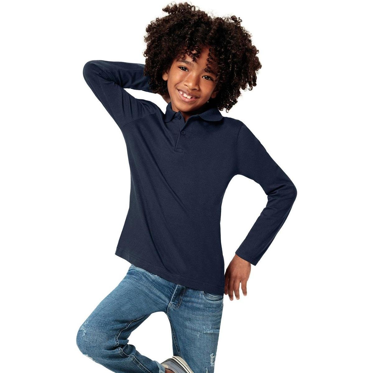 Camiseta Infantil Malwee Polo Manga Longa Masculina - Azul+Marinho Menor preço em Camiseta Infantil Malwee Polo Manga Longa Masculina - Azul+Marinho