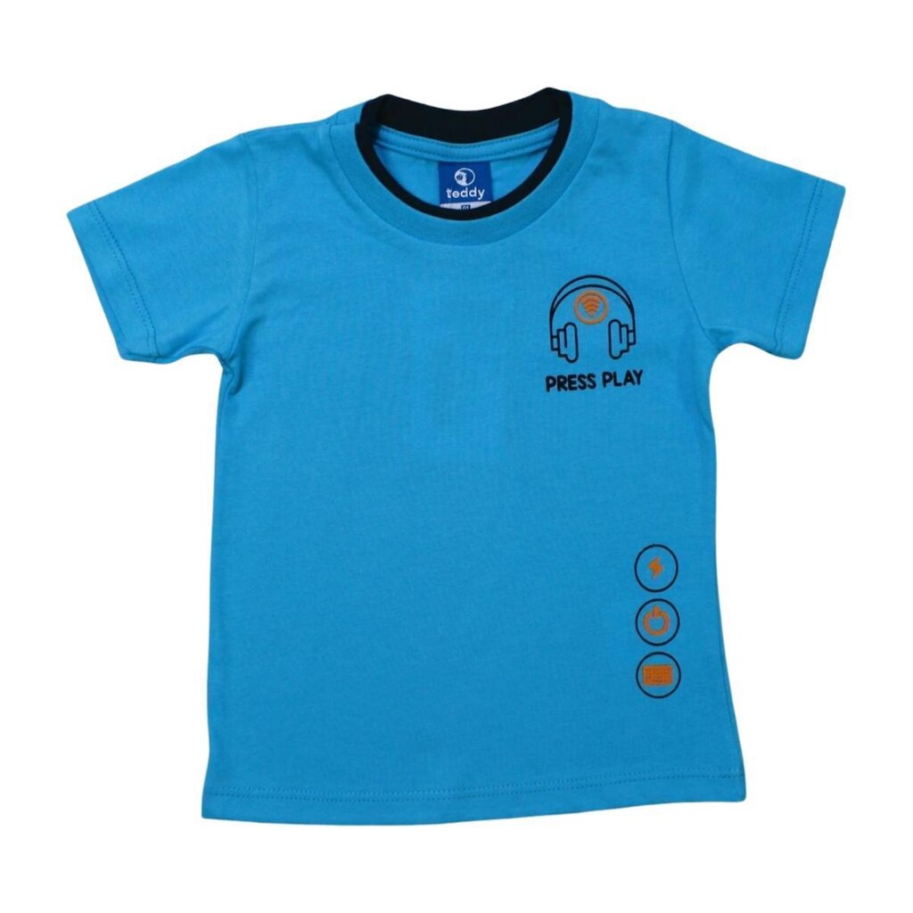 Camiseta Infantil Manga Curta Estampa Press Play 18287 - Teddy