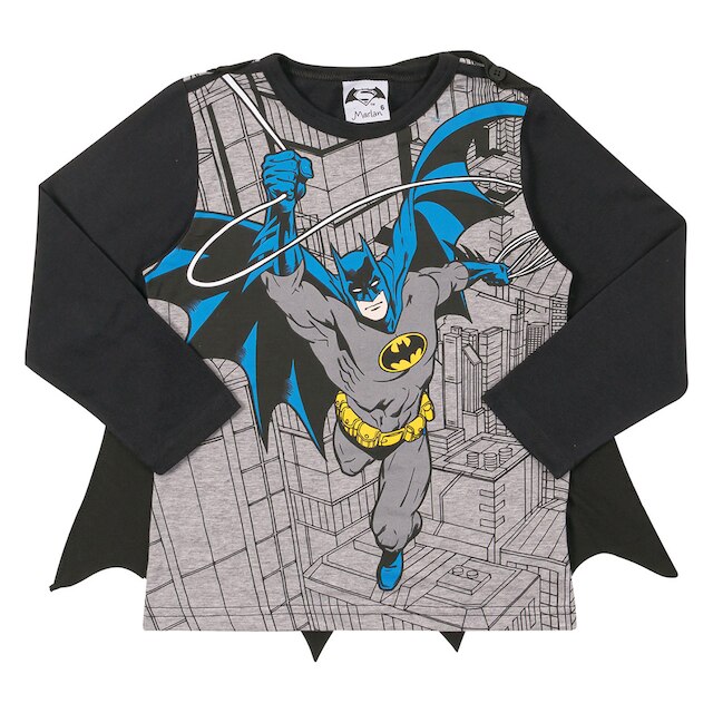 Camiseta Infantil Marlan Batman Manga Longa Com Capa Removível