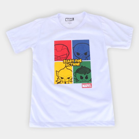 Camiseta Infantil Marvel Ready For Action Masculina - Branco