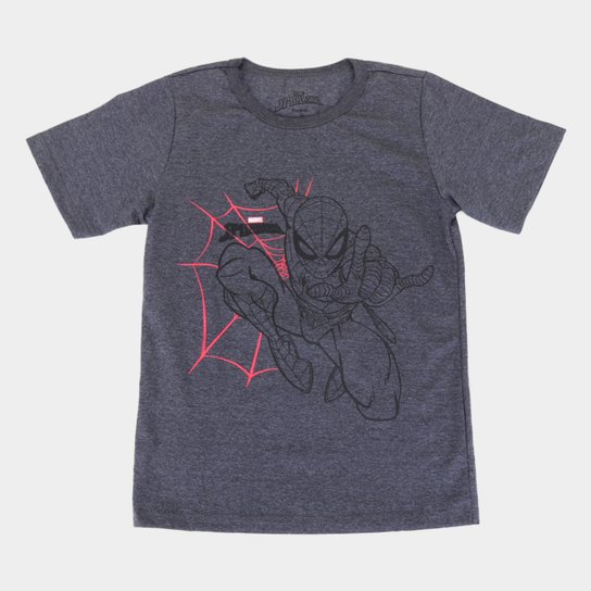 Camiseta Infantil Marvel Spider Man Masculina - Mescla