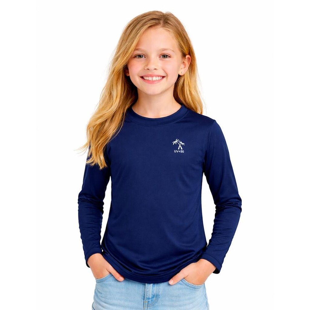 Camiseta Infantil Menina Manga Longa Proteção Solar UV 50+ Poliamida Praia Piscina Blusa