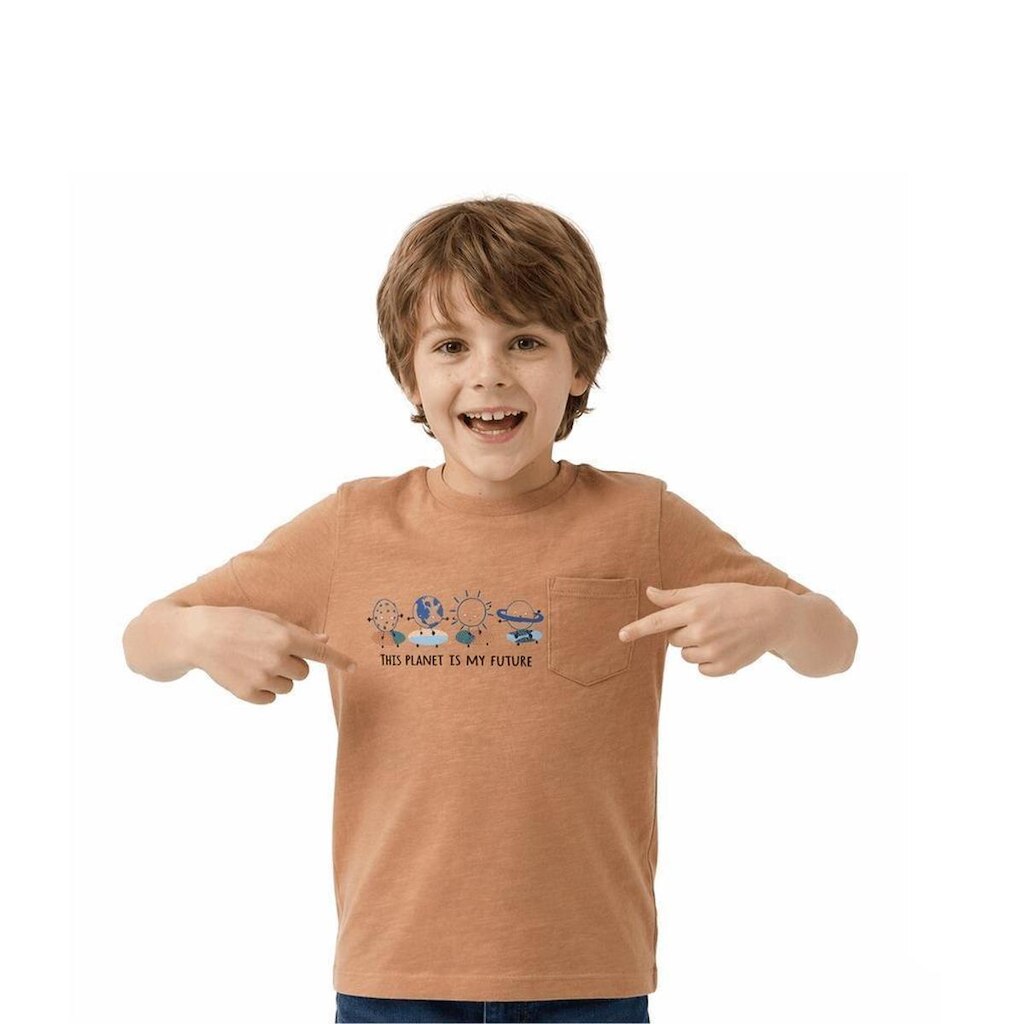 Camiseta Infantil Menino Acampamento Legal Alphabeto Bege