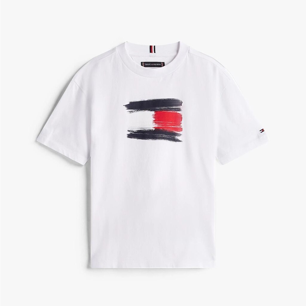 Camiseta Infantil Menino Bandeira Tommy Hilfiger Branca