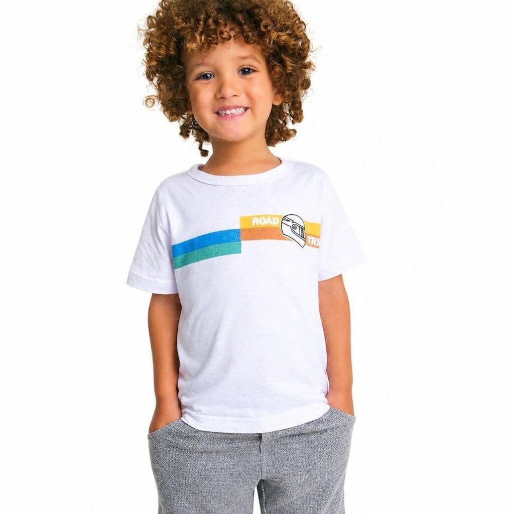 Camiseta Infantil Menino Dino Explorer Alphabeto Branco