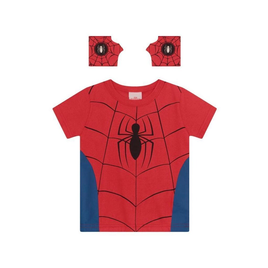 Camiseta infantil menino do Homem-Aranha com luvas Brandili