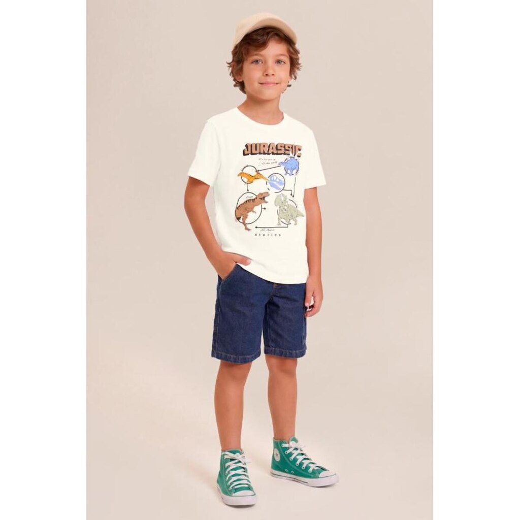 Camiseta infantil menino em malha de dinossauro Brandili