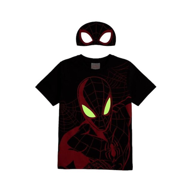 Camiseta infantil menino em meia malha Homem Aranha com máscara Brandili