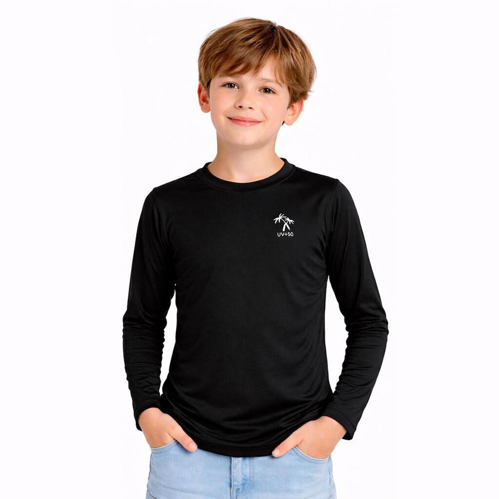 Camiseta Infantil Menino Manga Longa Proteção Solar UV 50+ Poliamida Praia Piscina Blusa