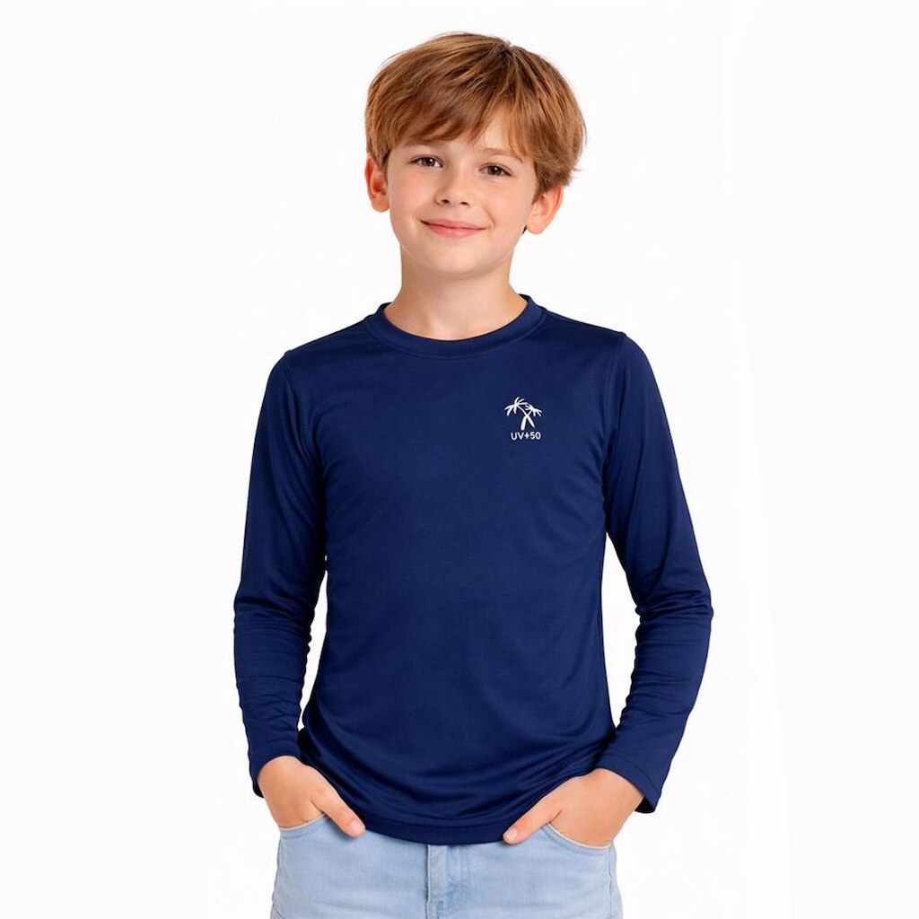 Camiseta Infantil Menino Manga Longa Proteção Solar UV 50+ Poliamida Praia Piscina Blusa