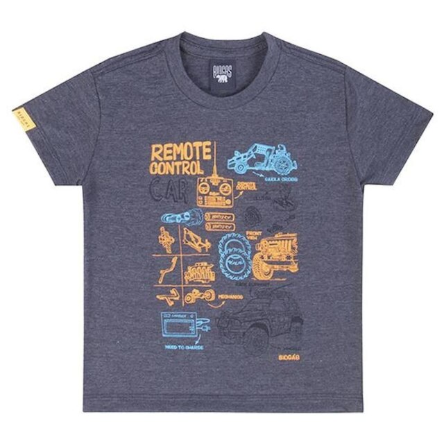 Camiseta Infantil Menino Mangas Curtas Carrinho Tam 1 a 3 - Biogás