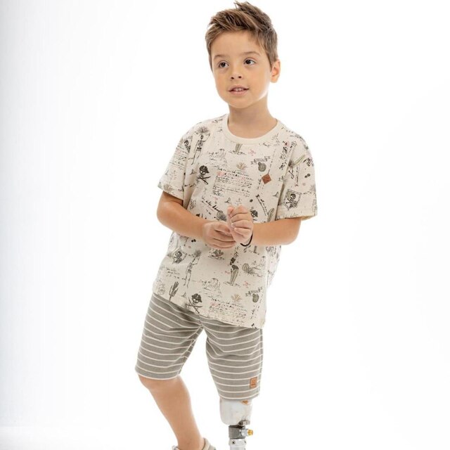 Camiseta Infantil Menino Mangas Curtas Deserto Tam 4 a 10 - Biogás