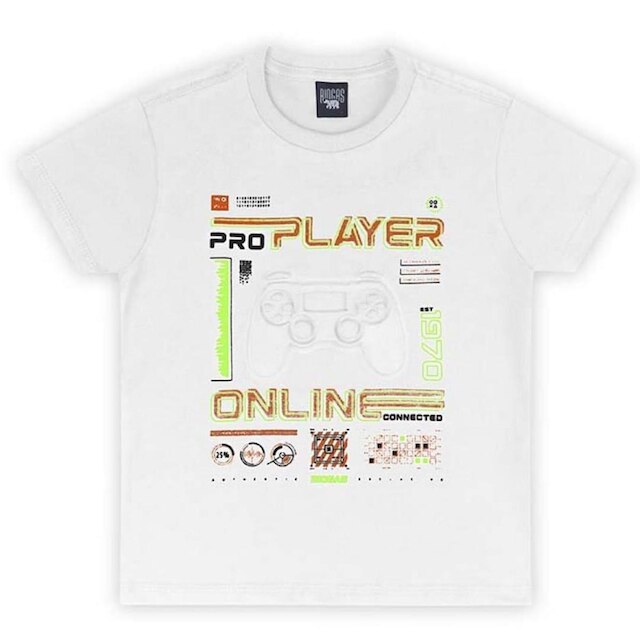 Camiseta Infantil Menino Mangas Curtas Game Tam 4 a 10 - Biogás