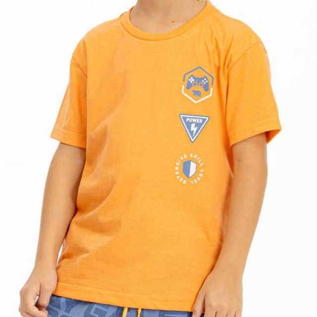 Camiseta Infantil Menino Mangas Curtas Game Tam 4 a 10 - Biogás