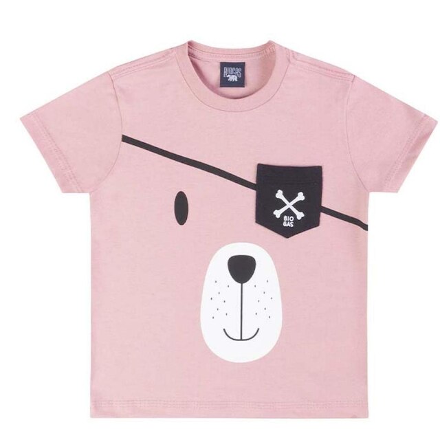 Camiseta Infantil Menino Mangas Curtas Interativa Pirata Tam 1 a 3 - Biogás