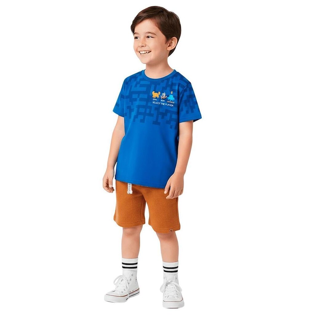 Camiseta Infantil Menino Pirata On Cobalto Alphabeto