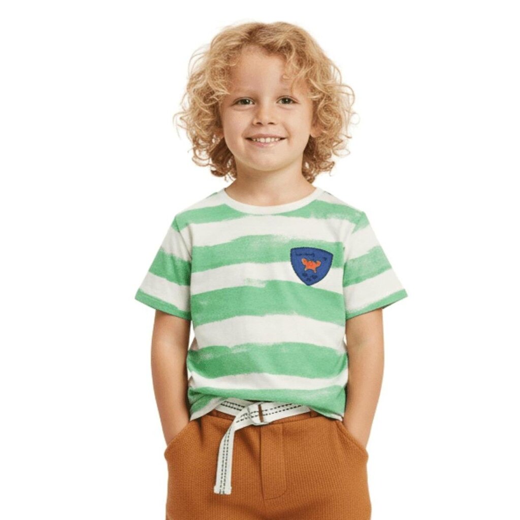 Camiseta Infantil Menino Pirata On Off e Verde Alphabeto
