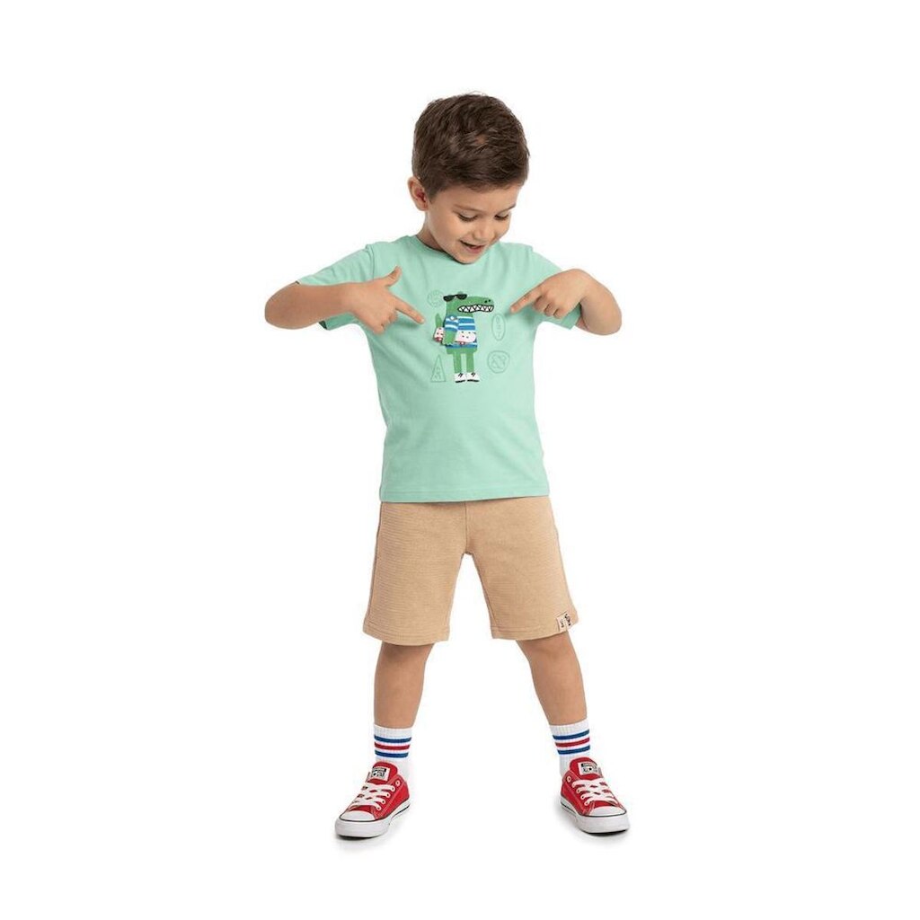 Camiseta Infantil Meu Menino Amigo Skatista Alphabeto Verde