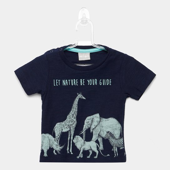 Camiseta Infantil Milon Flamê Manga Curta Masculina - Marinho