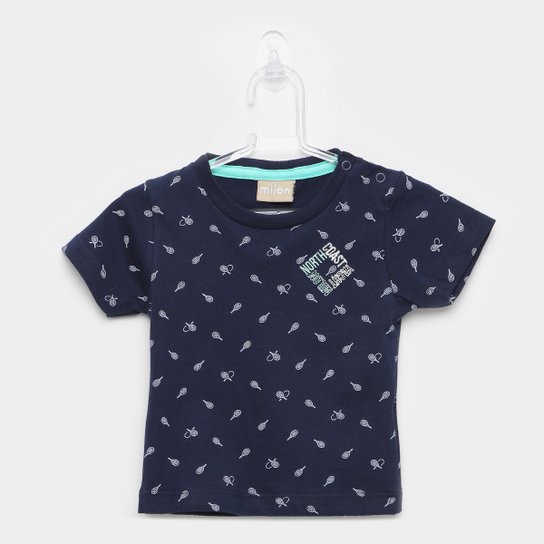 Camiseta Infantil Milon Raquetes Tal Filho Manga Curta Masculina - Marinho