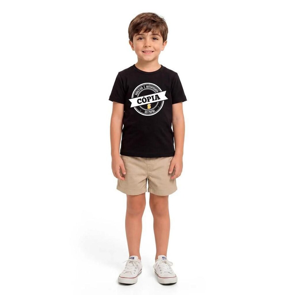 Camiseta Infantil Papai e Mini Alphabeto Preto