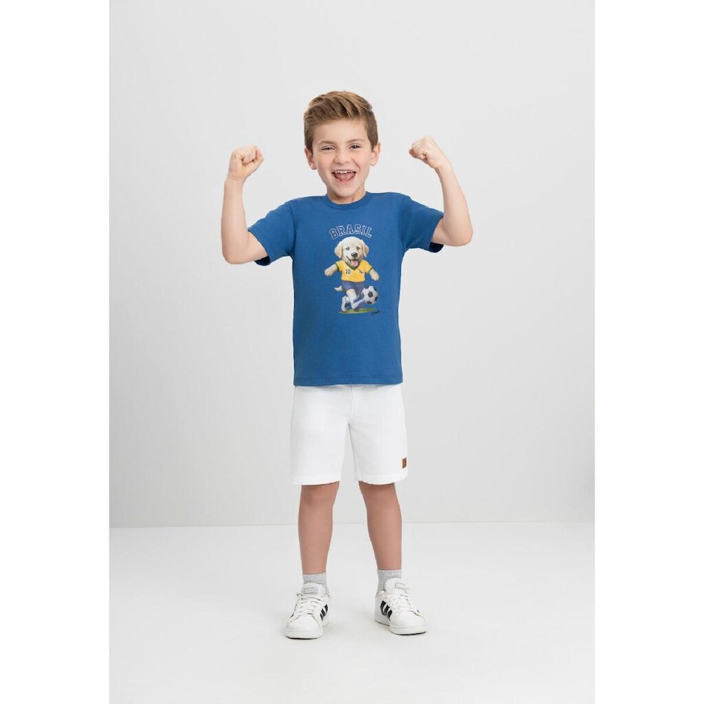Camiseta Infantil para Menino em Meia Malha Brasil