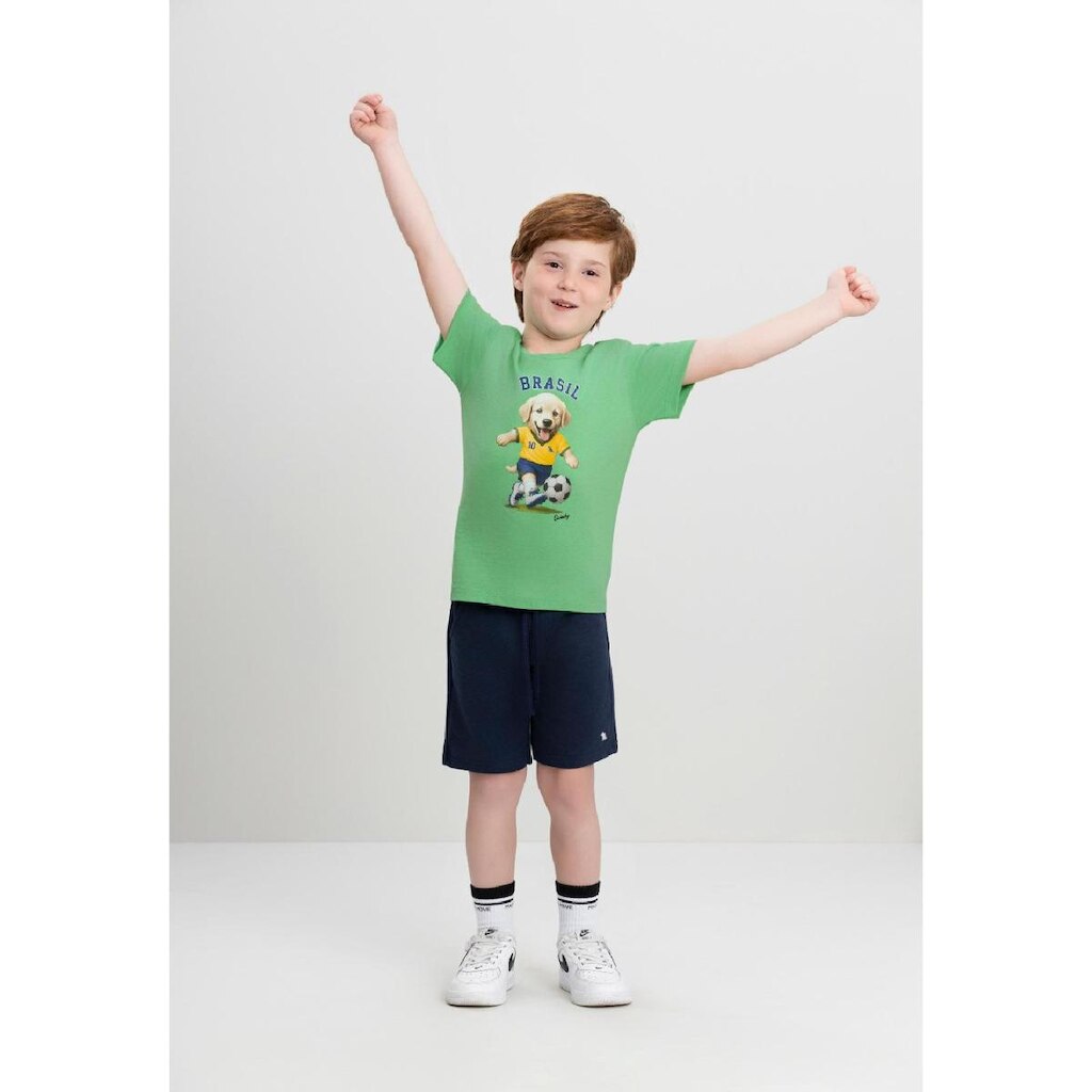 Camiseta Infantil para Menino em Meia Malha Brasil