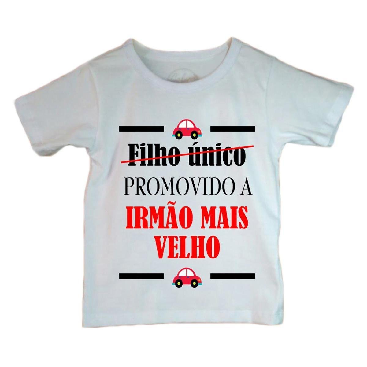 Camiseta Infantil Promovido A Irmão Mais Velho Menor preço em Camiseta Infantil Promovido A Irmão Mais Velho