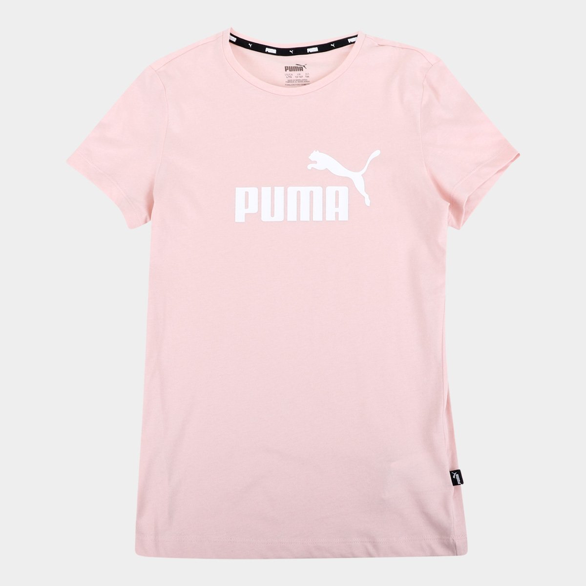 Camiseta Infantil Puma Essentials Logo Feminina - Rosa Claro | Zattini
