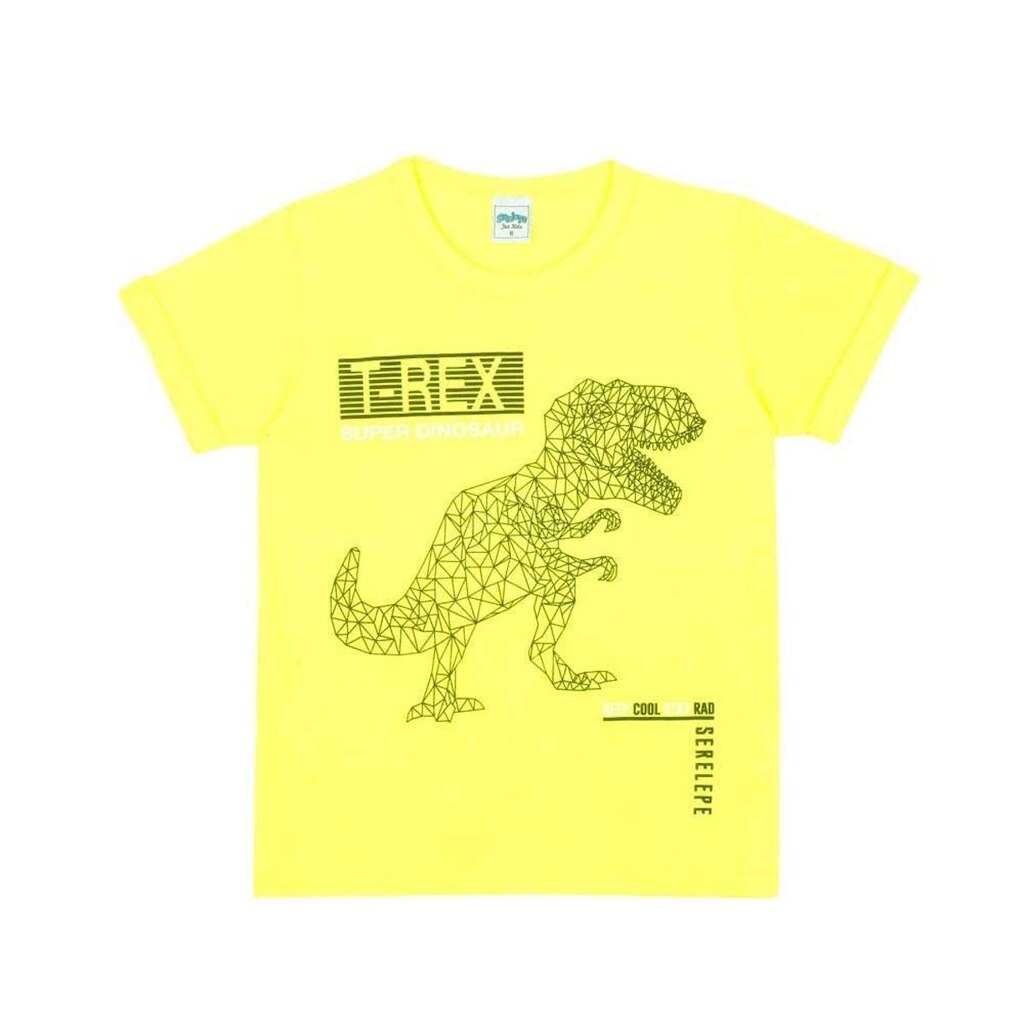 Camiseta Infantil T-Rex Super Dinossauro Serelepe Amarelo
