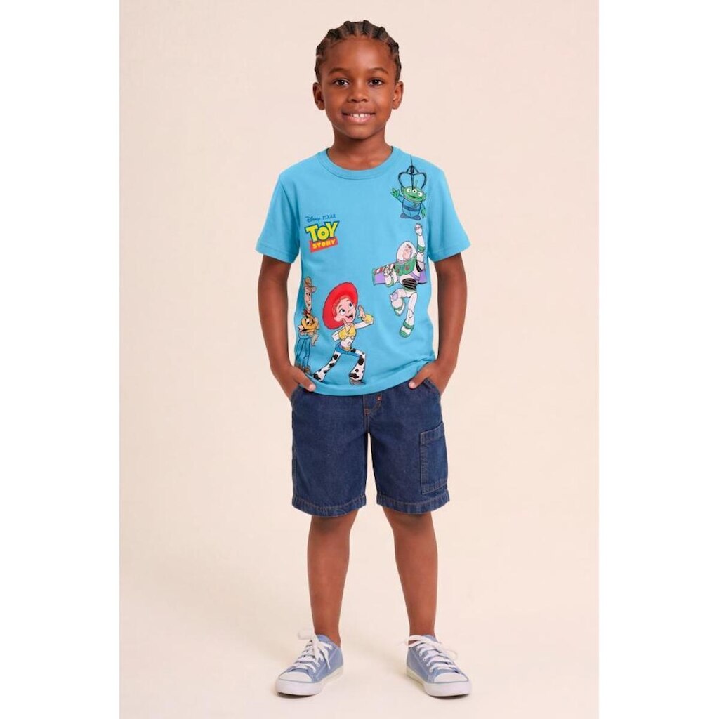 Camiseta infantil unissex em meia malha Brandili