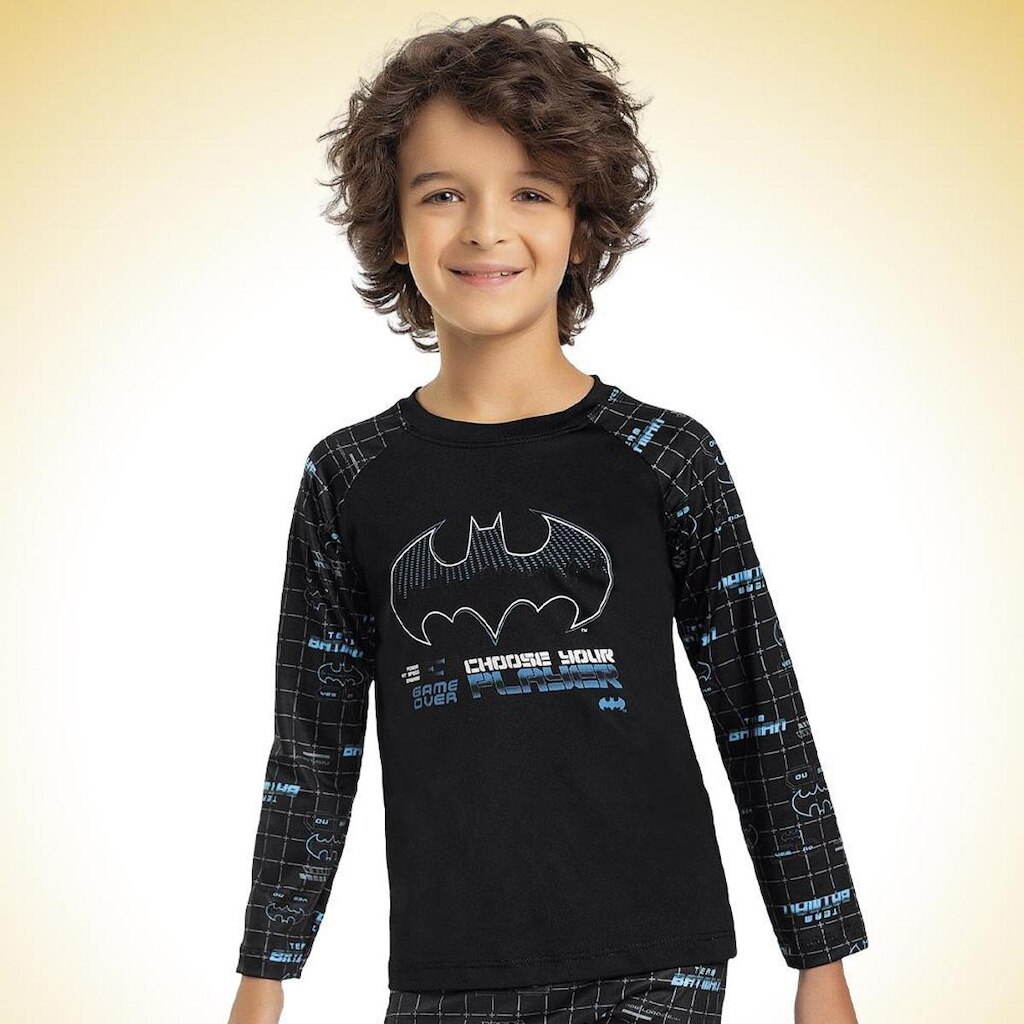 Camiseta Infantil Verão Menino Batman Proteção UV 50+  Tam 1 a 10 - Fakini