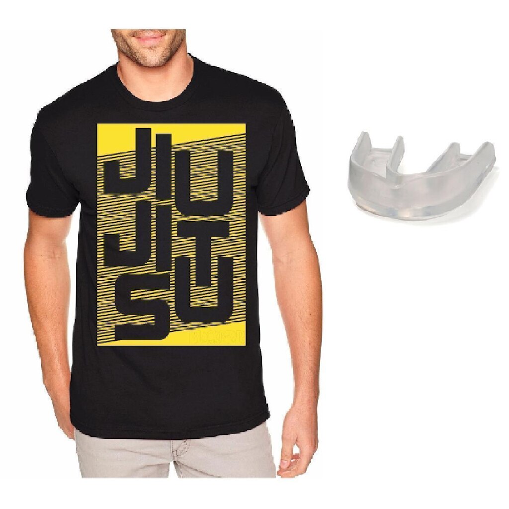 Camiseta Jiu Jitsu Camisa MMA 100% Algodão + Protetor Bucal