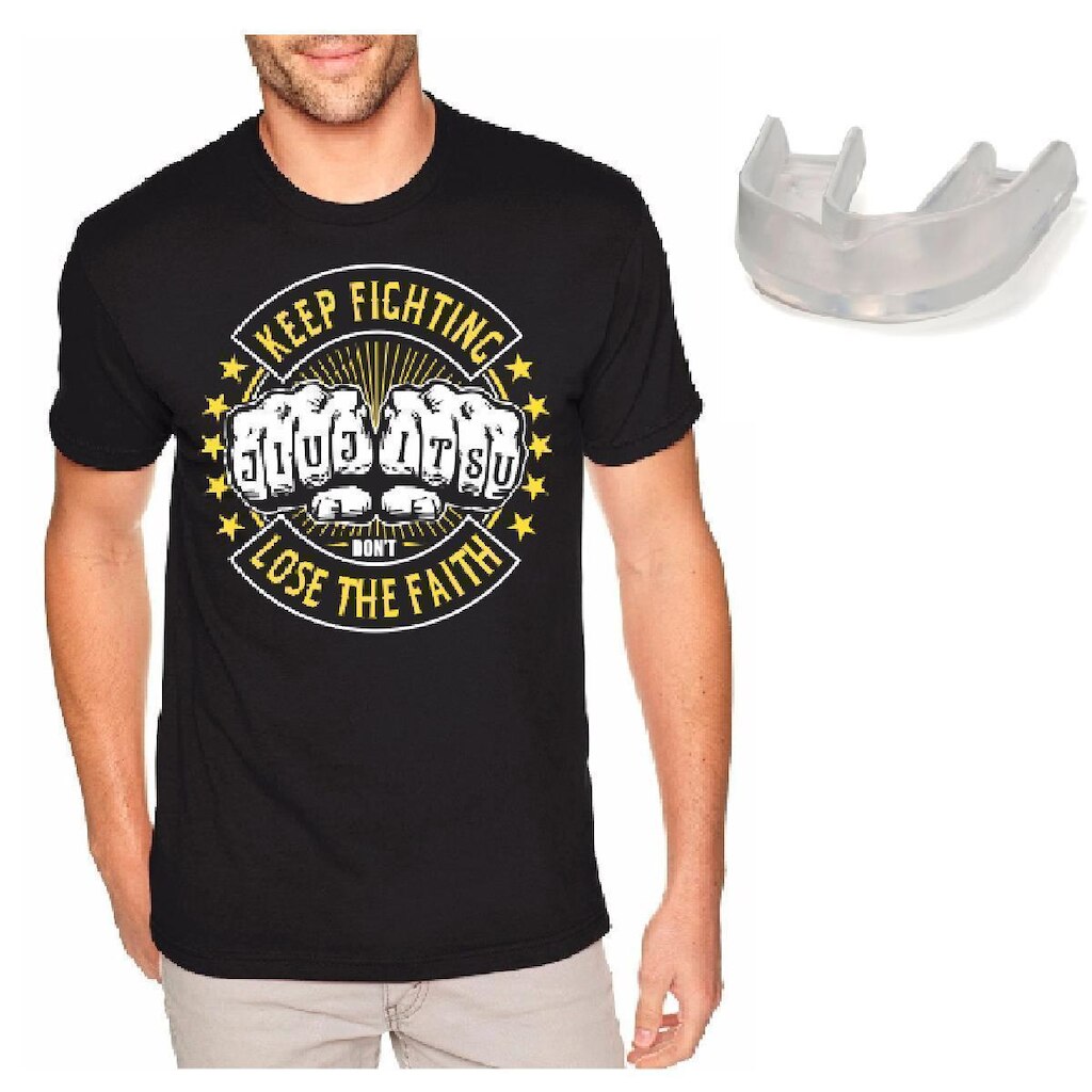 Camiseta Jiu Jitsu Camisa MMA 100% Algodão + Protetor Bucal