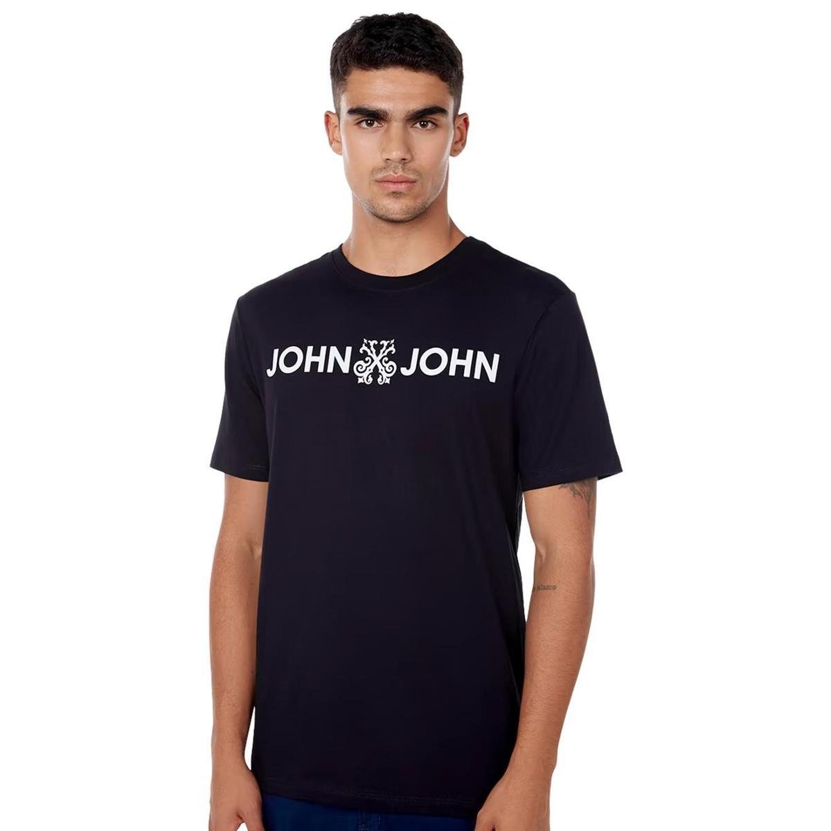 Camiseta John John Masculina JJ Logo Preta Menor preço em Camiseta John John Masculina JJ Logo Preta