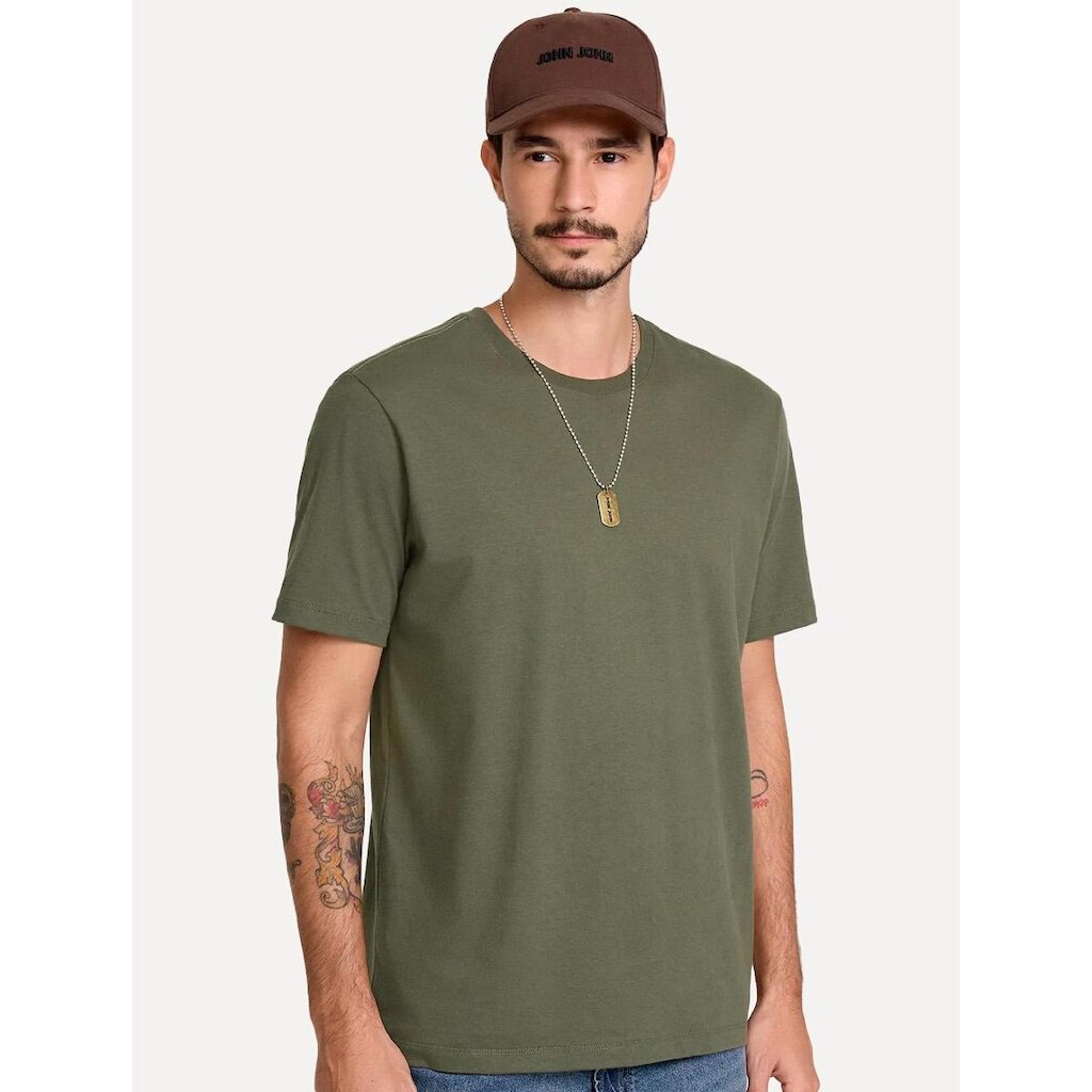 Camiseta John John Masculina Regular Fit Basic Lisa Verde Militar