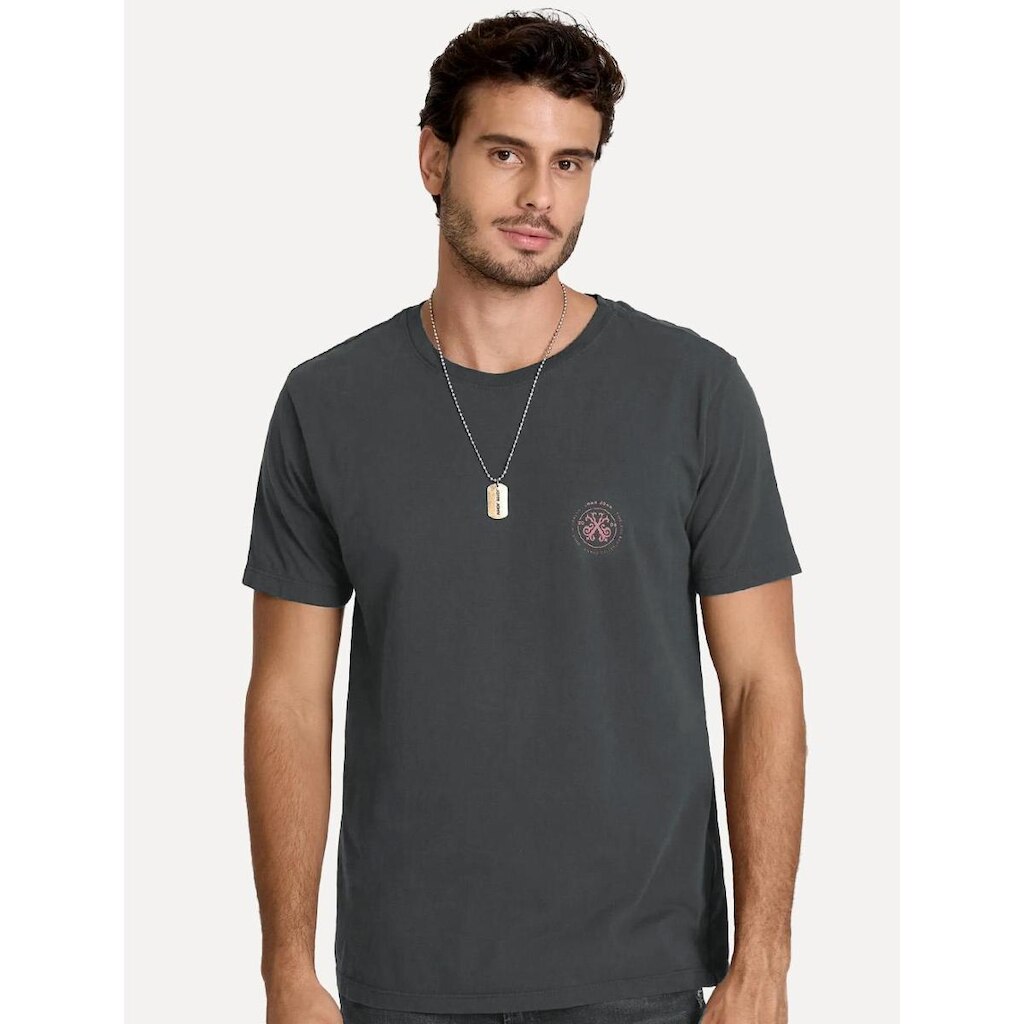 Camiseta John John Masculina Regular Fit Brand Circle Cinza Médio